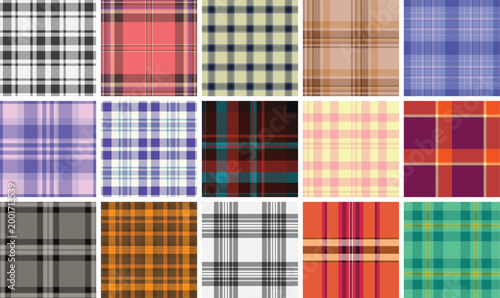Plaid pattern set for digital product covers. Coordinated tartan designs enhance e-books, templates, and digital guides.