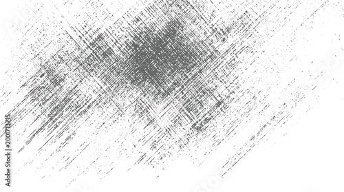Gray distressed grunge texture with diagonal lines and scattered dots on white background
