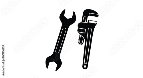 wrench and pipe wrench silhouette high quality professional detailed modern