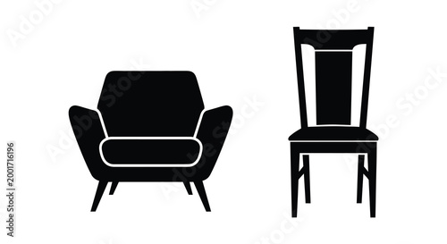 armchair and dining chair silhouettes high quality professional detailed modern