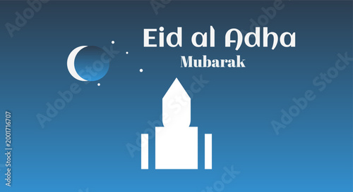 Eid al Adha Mubarak with Mosque Design for Festive Celebrations