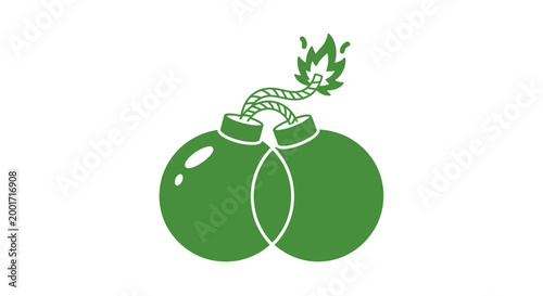 Green Bombs Exploding Fuse Danger Symbol