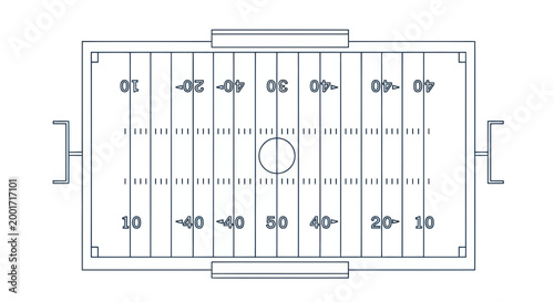 American Football Field Top View Schematic Outline