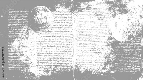 Ancient handwritten manuscript pages with faded ink and textured paper