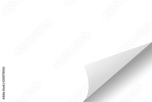 Curled corner paper. Curl flip peel sheet of page. Paper rolled fold.