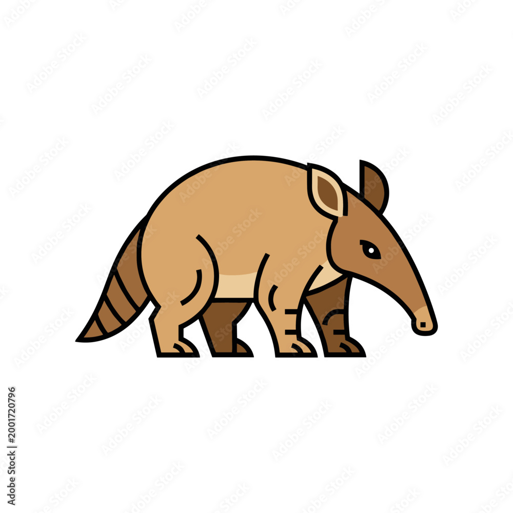 Obraz premium Stylized aardvark vector illustration featuring minimalist brown animal character design