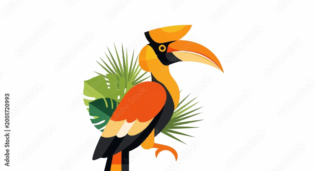 Obraz premium Colorful illustration of a hornbill.