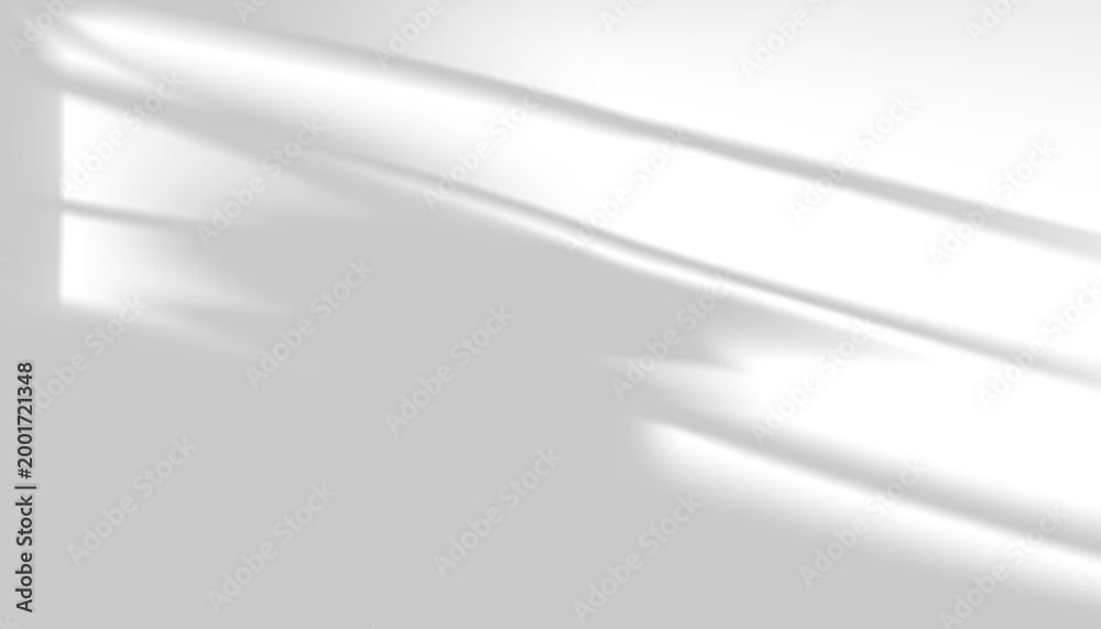 Obraz premium Window light shadow overlay on white transparent background, soft sunlight lines with minimal abstract texture, clean light effect for product display, modern backdrop mockup with copy space
