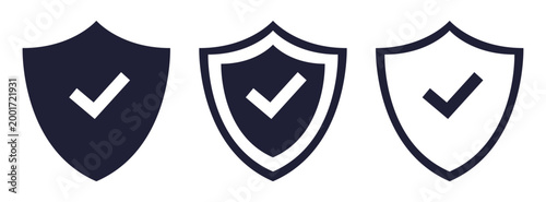 Security shield check protection and verification icons