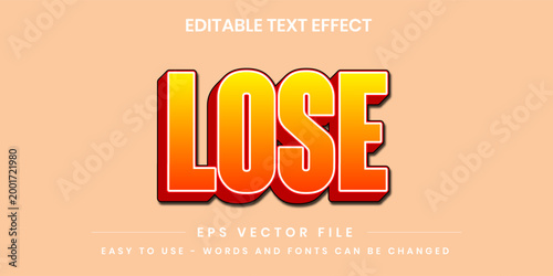 Lose Bold Yellow Gradient 3D Editable Text Effect