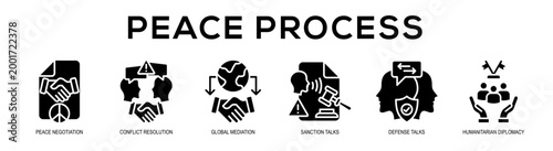 glyph - Peace Process web banner vector illustration concept