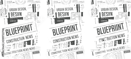 Blueprint construction news urban blueprint with architectural and text architecture