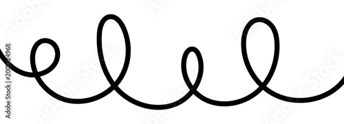Line cable drawing for squiggle curve long and abstract tangle. Wavy curvy thread for black pattern vector and squiggly wire. Line doodle rope for squiggle divider element and curve.