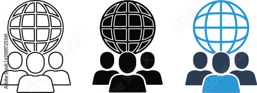 group of people under globe silhouette high quality professional detailed modern elegant stylish clean crisp vibrant
