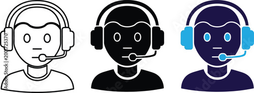 customer support avatars with headsets silhouette high quality professional detailed modern elegant stylish clean crisp vibrant