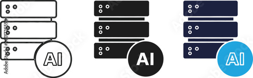 server racks with ai labels silhouette high quality professional detailed modern elegant stylish clean crisp vibrant