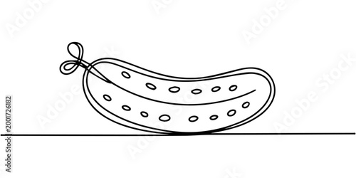 pickle continuous one line drawing, Continuous line drawing sliced cucumber pickles fresh food vegetable icon vector illustration concept, Continuous line drawing of sliced cucumber pickles