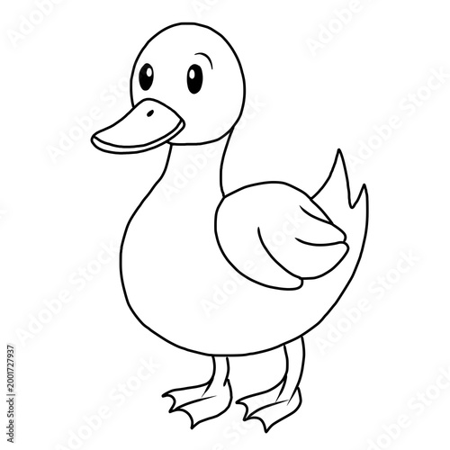 Cute Cartoon Duck Line Art