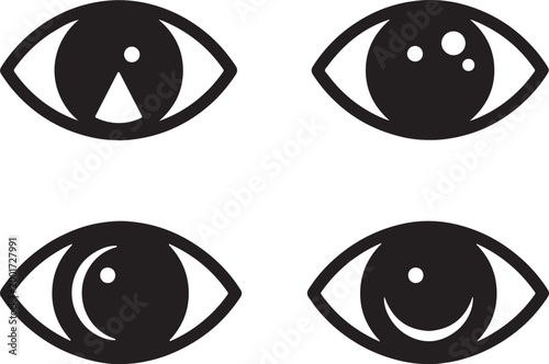 eye icons silhouette set vector illustration