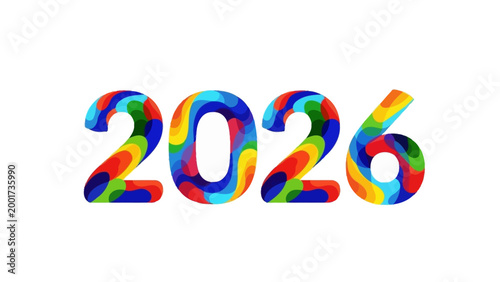 Photos Colorful 2026 Typography with Rainbow Effect.
