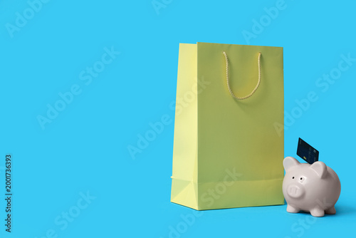 Shopping bag and piggy bank...