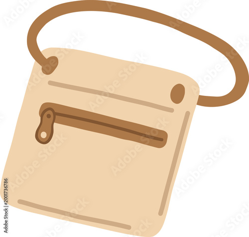 simple beige shoulder bag with zipper isolated on white background, perfect for fashion catalog, ecommerce listing