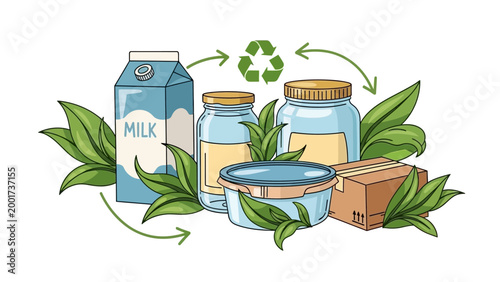 Dairy Products in Eco Friendly Packaging.