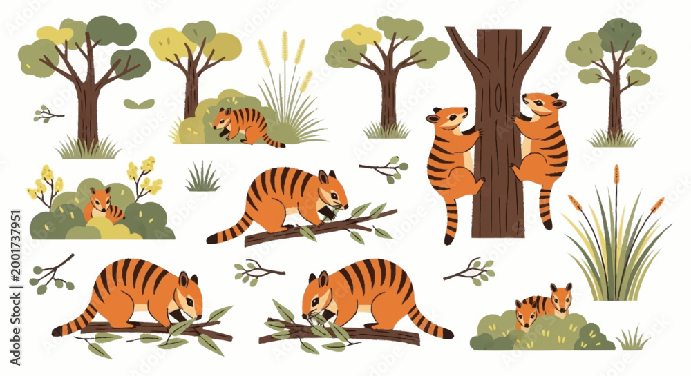 Fototapeta premium Tigers in forest habitat scene.