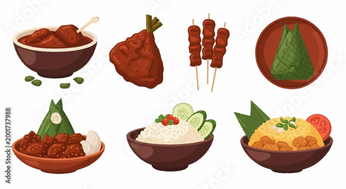 Traditional Asian food dishes.