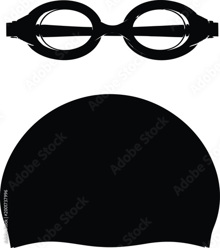 Black silhouette of round glasses and a knit beanie hat