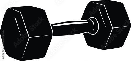 Black and white dumbbell sketch fitness and strength training equipment