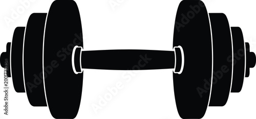 Black and white dumbbell icon fitness and strength training symbol