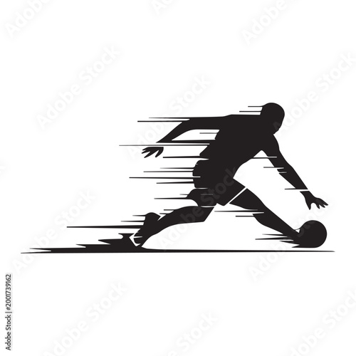 Dynamic Basketball Player Silhouette Dribbling Fast With Motion Blur Effect Speed Graphic.