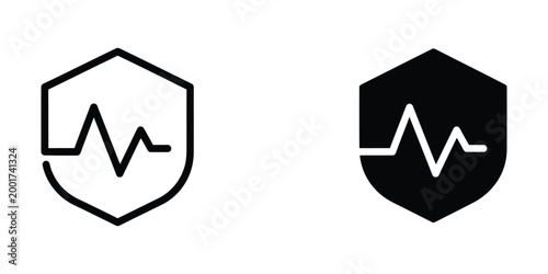 Free Download Medical heartbeat shield icon with ecg line - GFXLoad