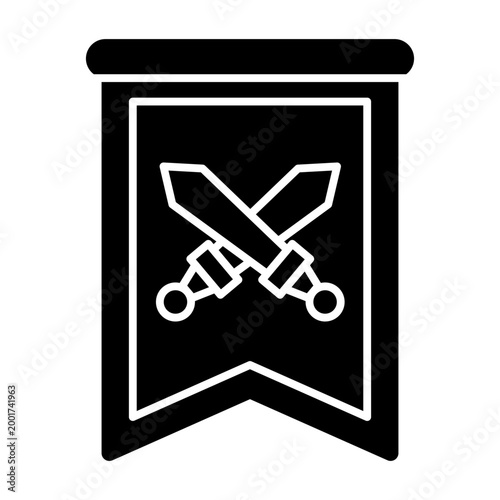 Battle Flag icon illustration. This is a vector single icon with a solid style. It is suitable for various purposes, including website design, mobile app design, and logo design.