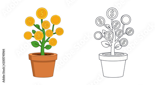 Money Tree Plant Growth Concept