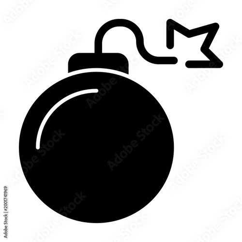 Bomb icon illustration. This is a vector single icon with a solid style. It is suitable for various purposes, including website design, mobile app design, and logo design.