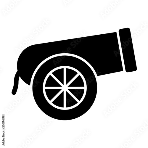 Cannon icon illustration. This is a vector single icon with a solid style. It is suitable for various purposes, including website design, mobile app design, and logo design.