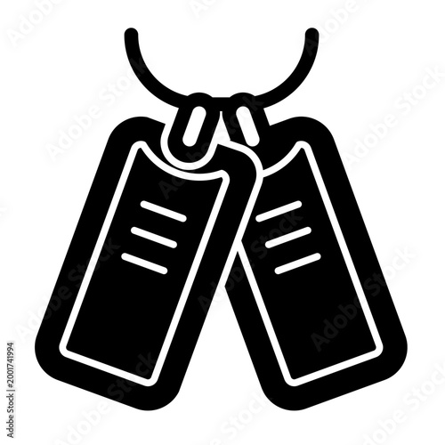 Dog Tag icon illustration. This is a vector single icon with a solid style. It is suitable for various purposes, including website design, mobile app design, and logo design.