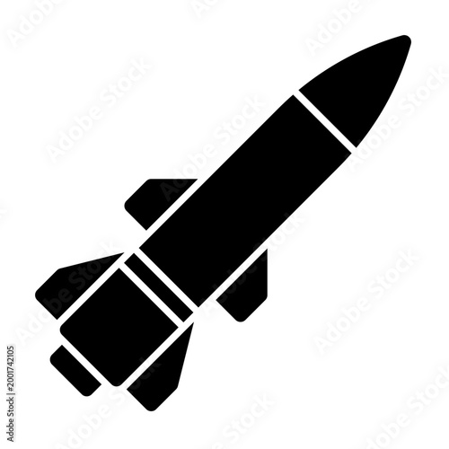 Missile icon illustration. This is a vector single icon with a solid style. It is suitable for various purposes, including website design, mobile app design, and logo design.