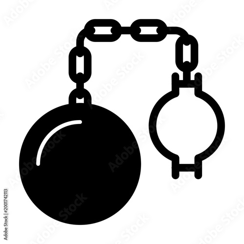 Prisoner Chain icon illustration. This is a vector single icon with a solid style. It is suitable for various purposes, including website design, mobile app design, and logo design.