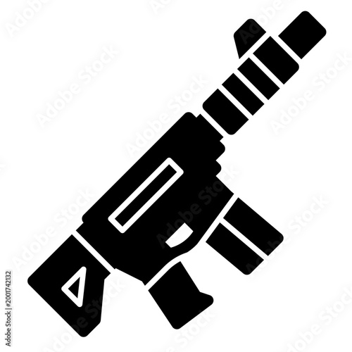 Rifle icon illustration. This is a vector single icon with a solid style. It is suitable for various purposes, including website design, mobile app design, and logo design.