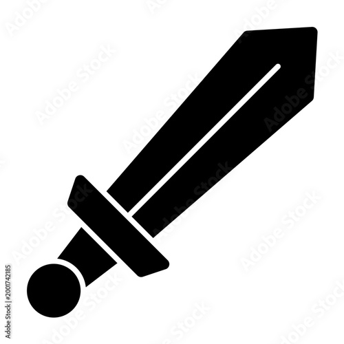 Sword icon illustration. This is a vector single icon with a solid style. It is suitable for various purposes, including website design, mobile app design, and logo design.