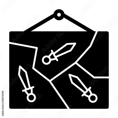 War Map icon illustration. This is a vector single icon with a solid style. It is suitable for various purposes, including website design, mobile app design, and logo design.