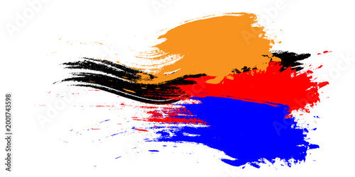 Colorful abstract grunge background featuring artistic ink splashes and watercolor paint splatters on a textured vector paper pattern element