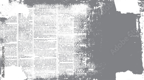 Bild auf Leinwand Distressed vintage newspaper pages with faded text and torn edges in grayscale