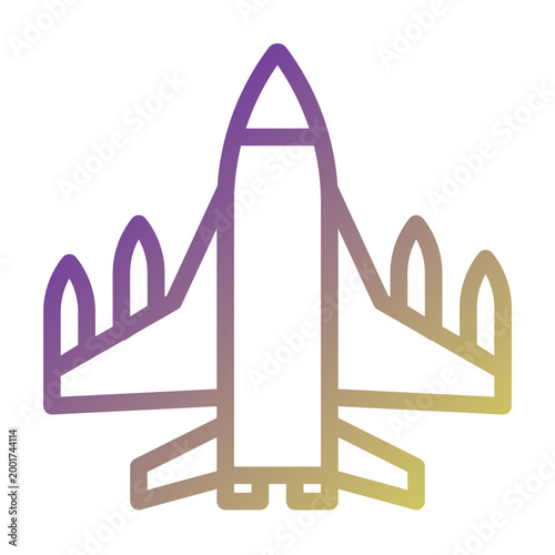 Fighter Jet icon illustration. This is a vector single icon with a line gradient style. It is suitable for various purposes, including website design, mobile app design, and logo design.