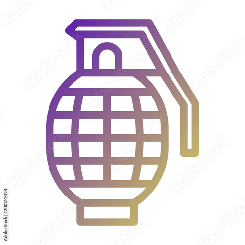 Grenade icon illustration. This is a vector single icon with a line gradient style. It is suitable for various purposes, including website design, mobile app design, and logo design.