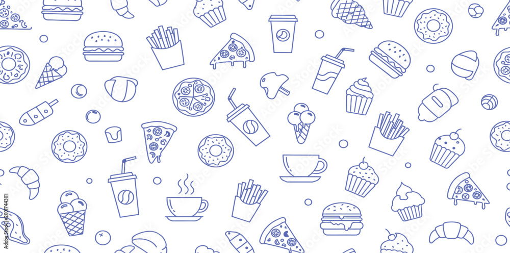 Naklejka premium Seamless pattern design featuring a set of hand drawn hearts and flowers in a doodle illustration style with vector art icons for business or gift bag symbols