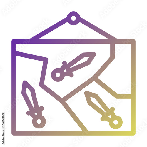 War Map icon illustration. This is a vector single icon with a line gradient style. It is suitable for various purposes, including website design, mobile app design, and logo design.